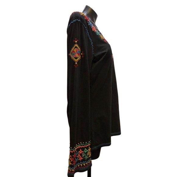 Double D Ranch Blouse Black With Vibrant Multicolor Accents XL - Picture 3 of 6